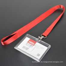 Günstige benutzerdefinierte starre ID-Kartenhalter mit Lanyard / Hartplastik Clear Crystal Card Holder